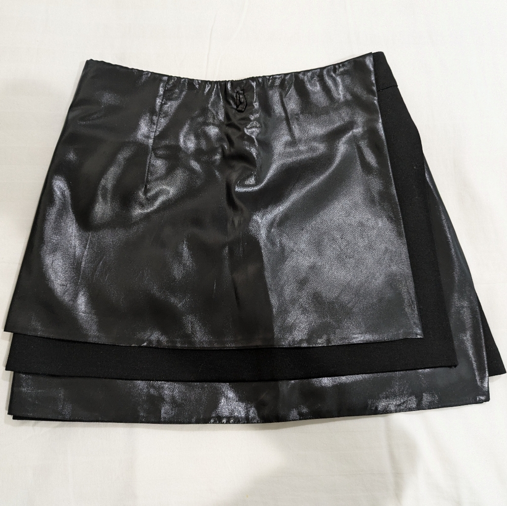 Val Max Faux leather layered skirt formal skater adjustable